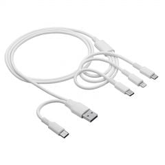 Câble USB A + USB type C / USB type C + USB Micro B + Lightning 1.2m AK-USB-52